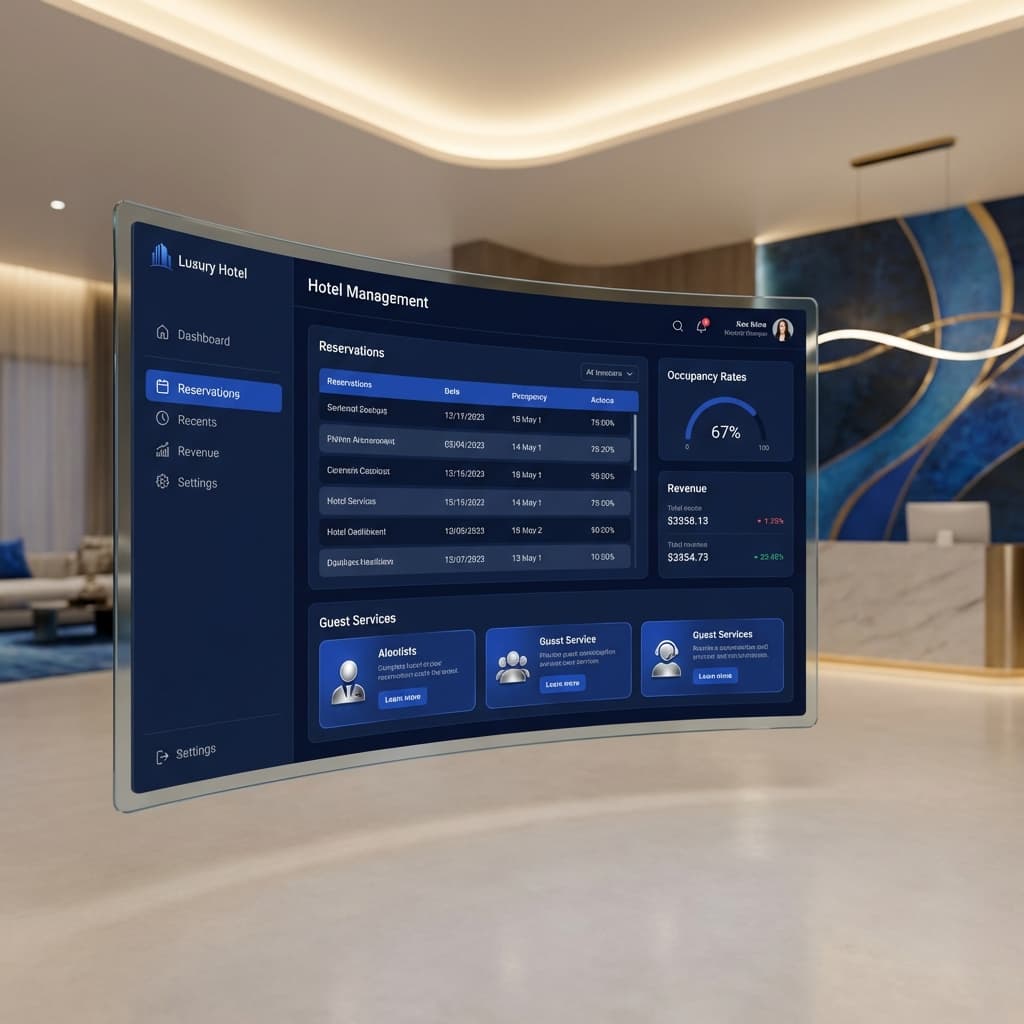 Panel de gestión hotelera elegante